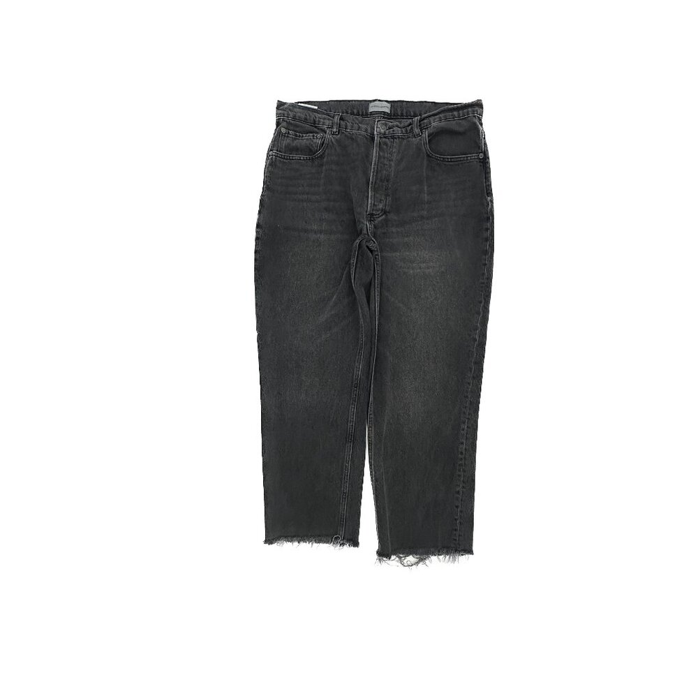 Boyish The Tommy High Rise Straight Raw Hem Button Fly Women size 31 Black Jeans
